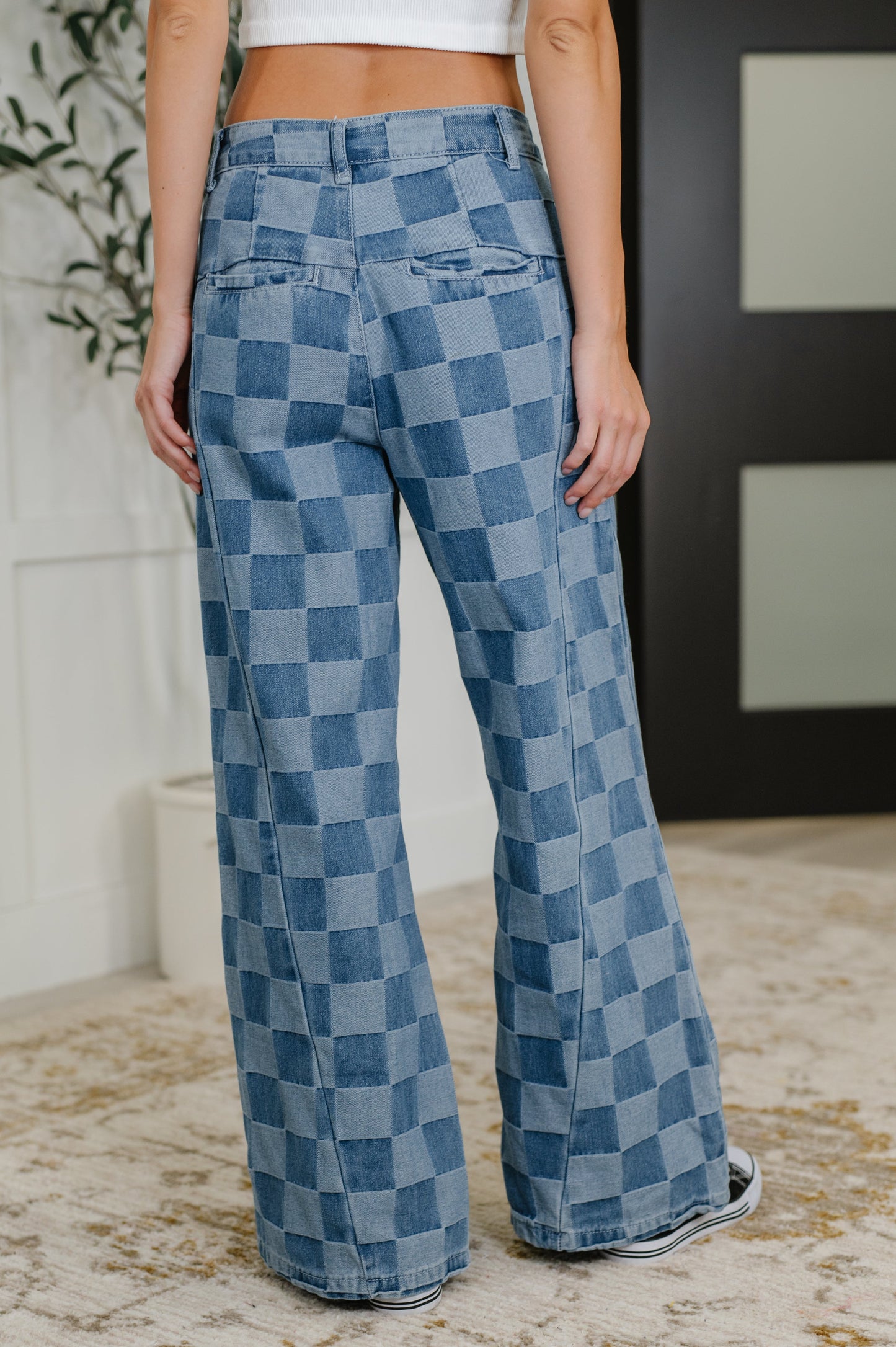 Please Detail Wide Leg Checkered Bottoms